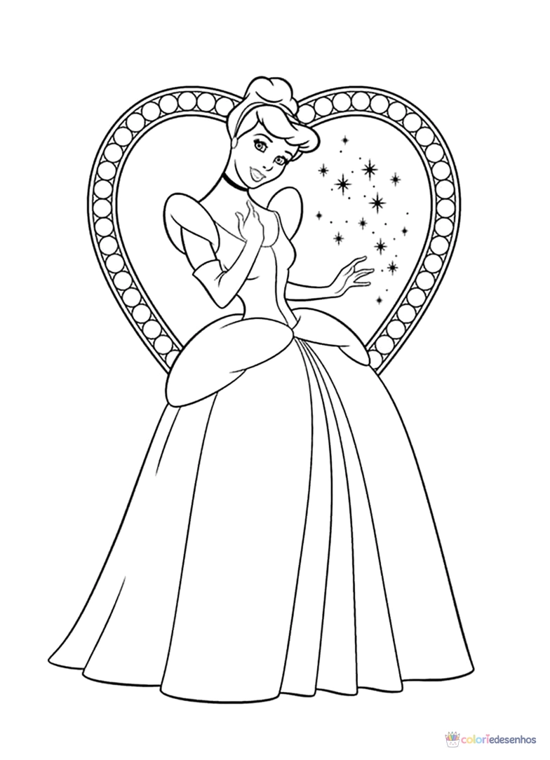 Cinderela para imprimir e colorir para colorir