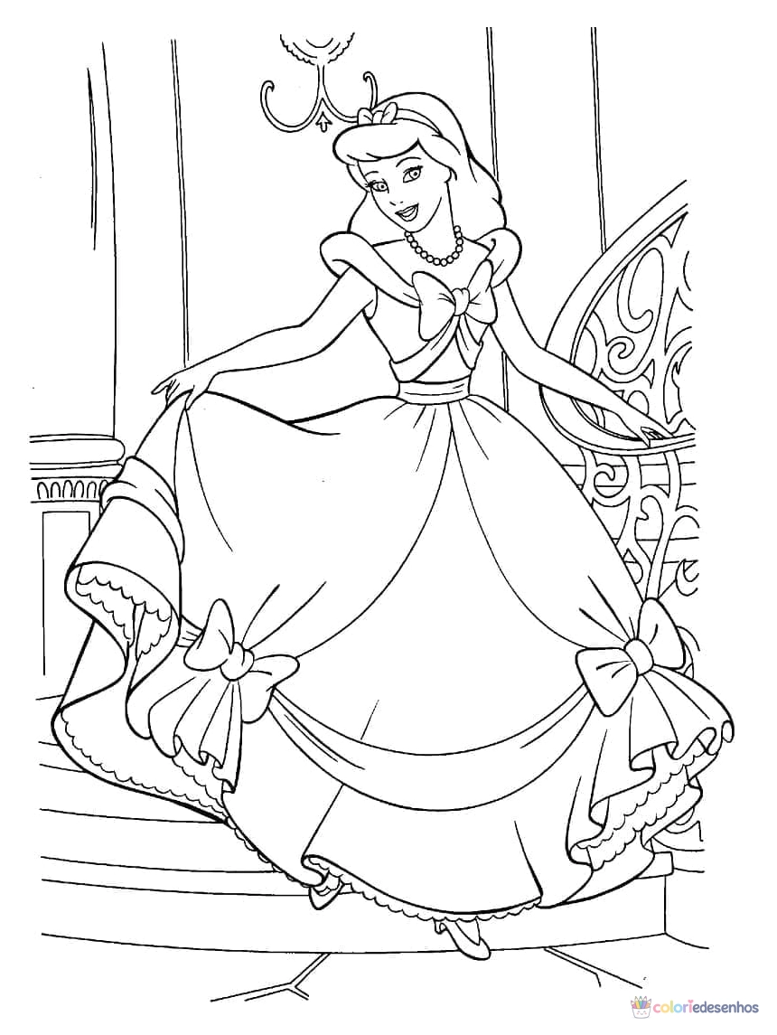 Cinderela para imprimir e colorir para colorir
