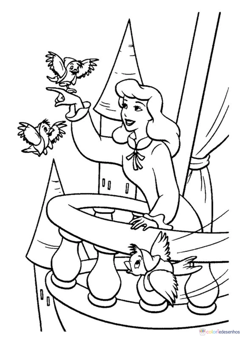Cinderela para imprimir e colorir para colorir
