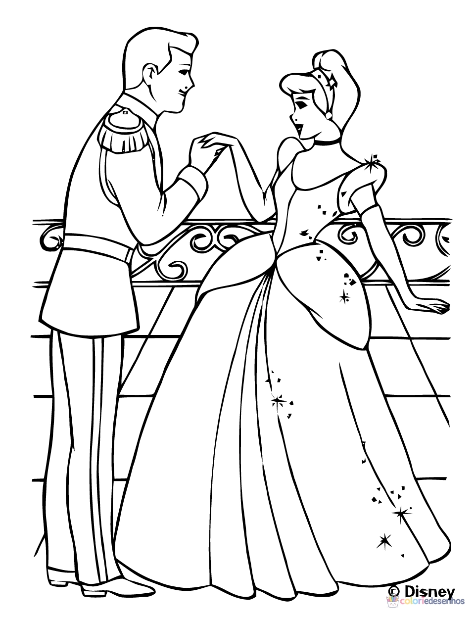 Cinderela para imprimir e colorir para colorir