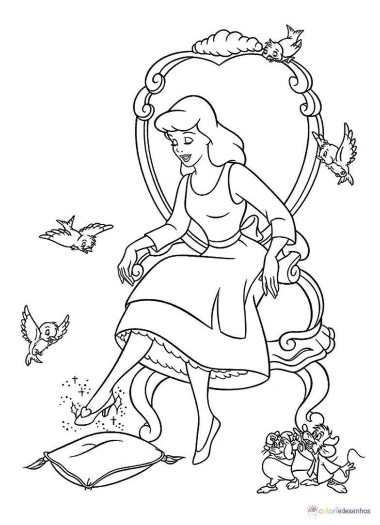 Cinderela para imprimir e colorir para colorir