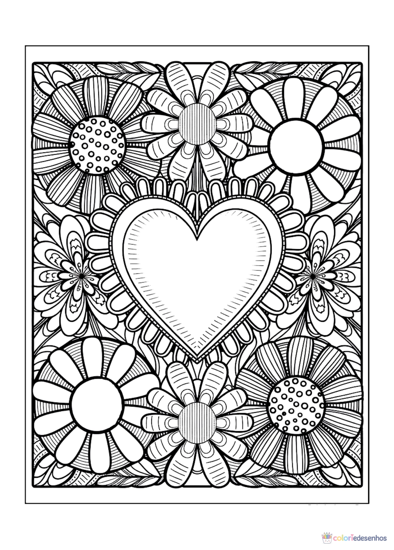 Coração para imprimir e colorir para colorir