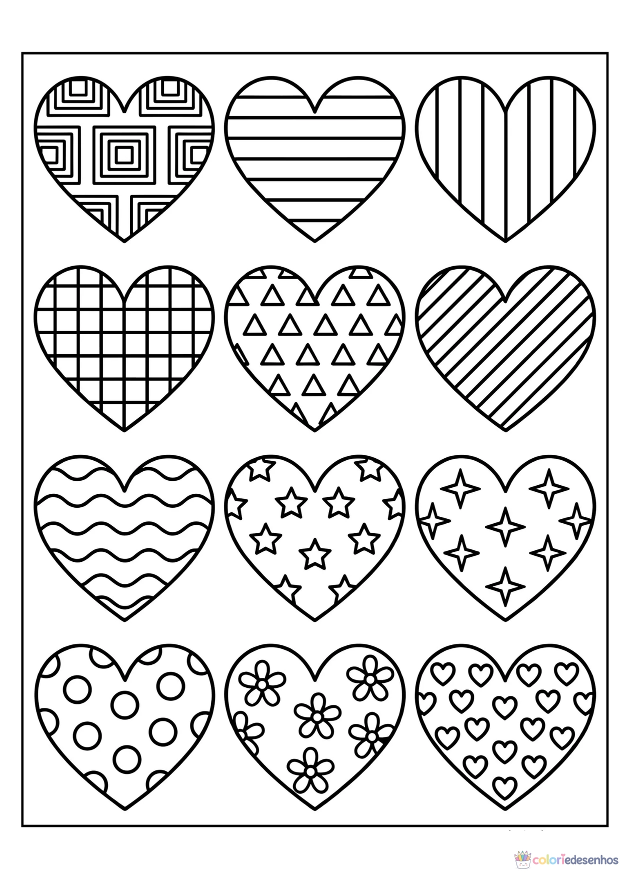 Coração para imprimir e colorir para colorir