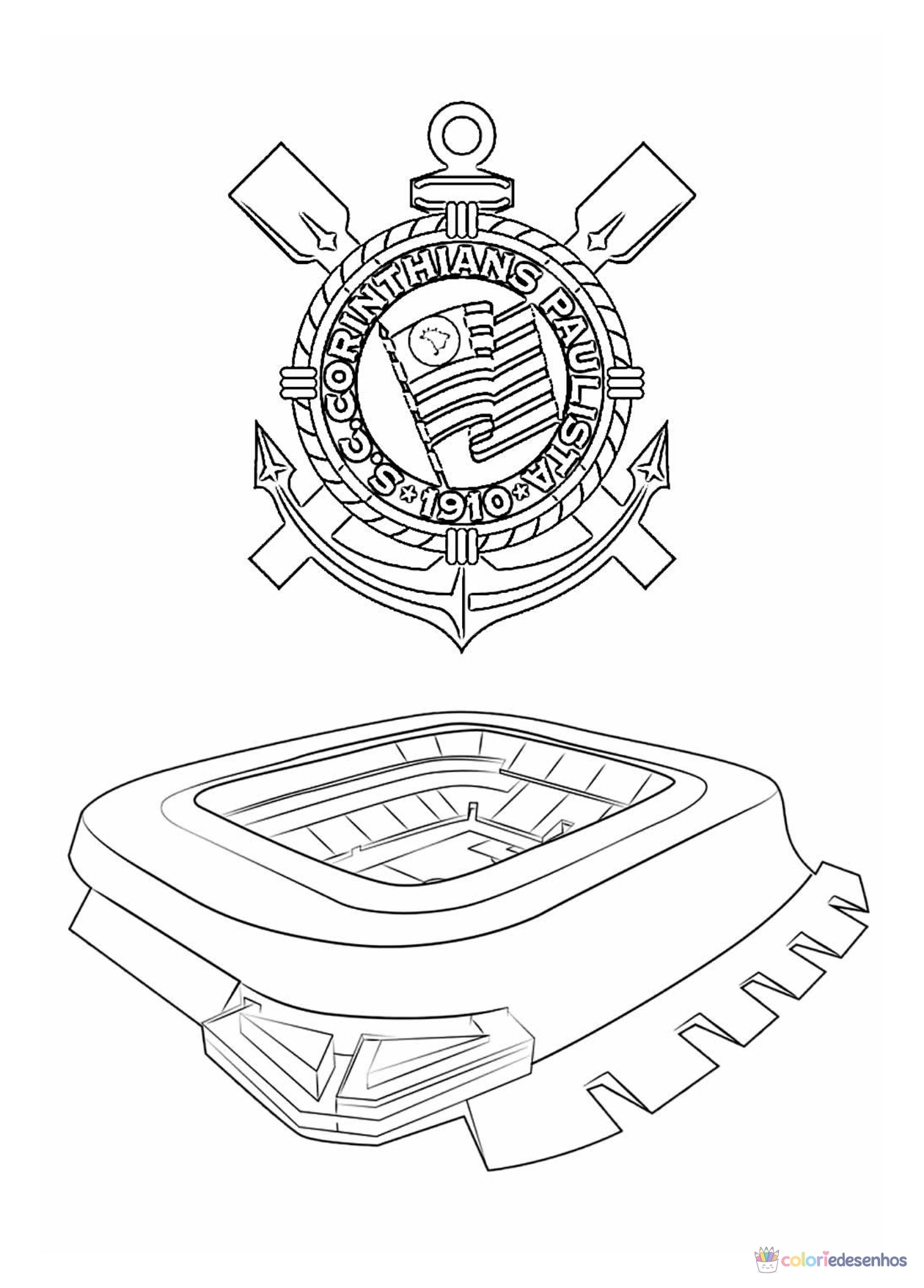 Corinthians para imprimir e colorir para colorir