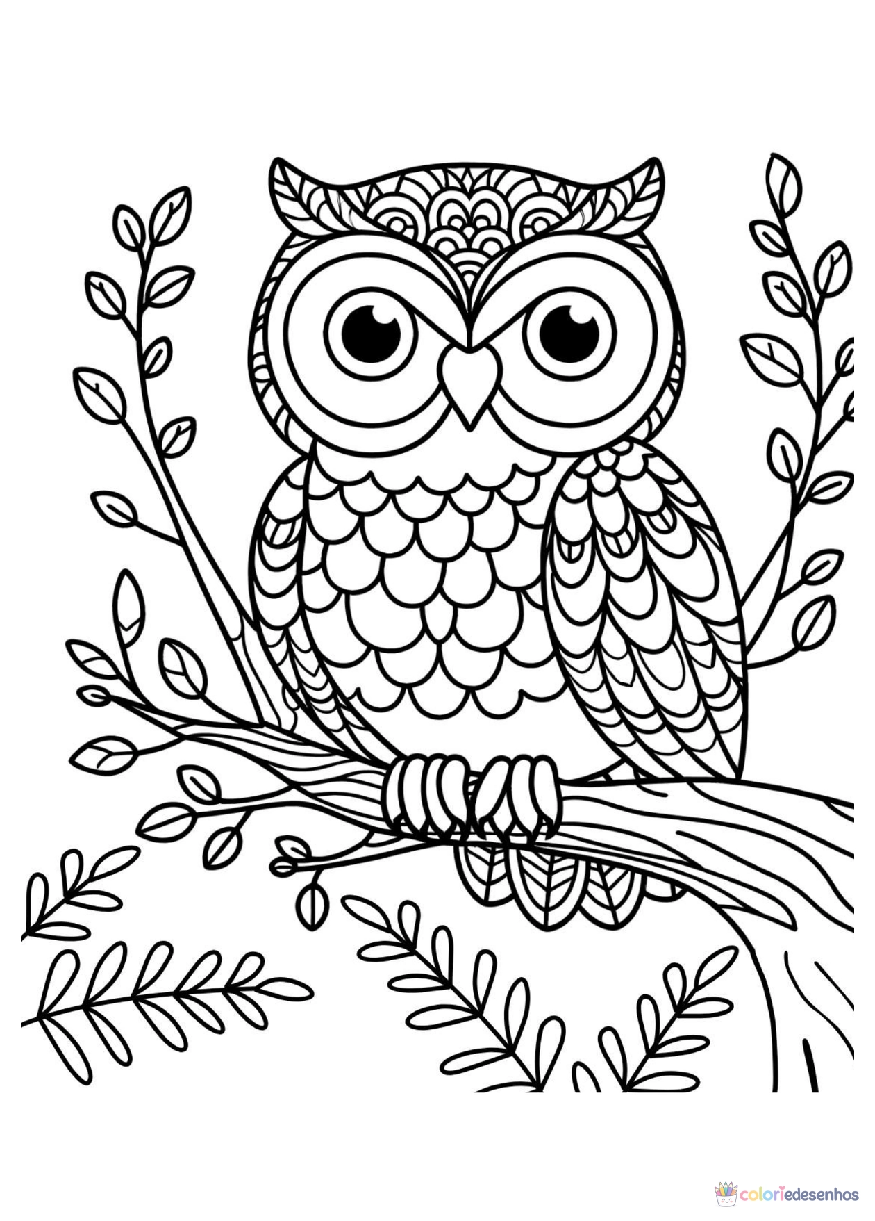 Coruja para imprimir e colorir para colorir
