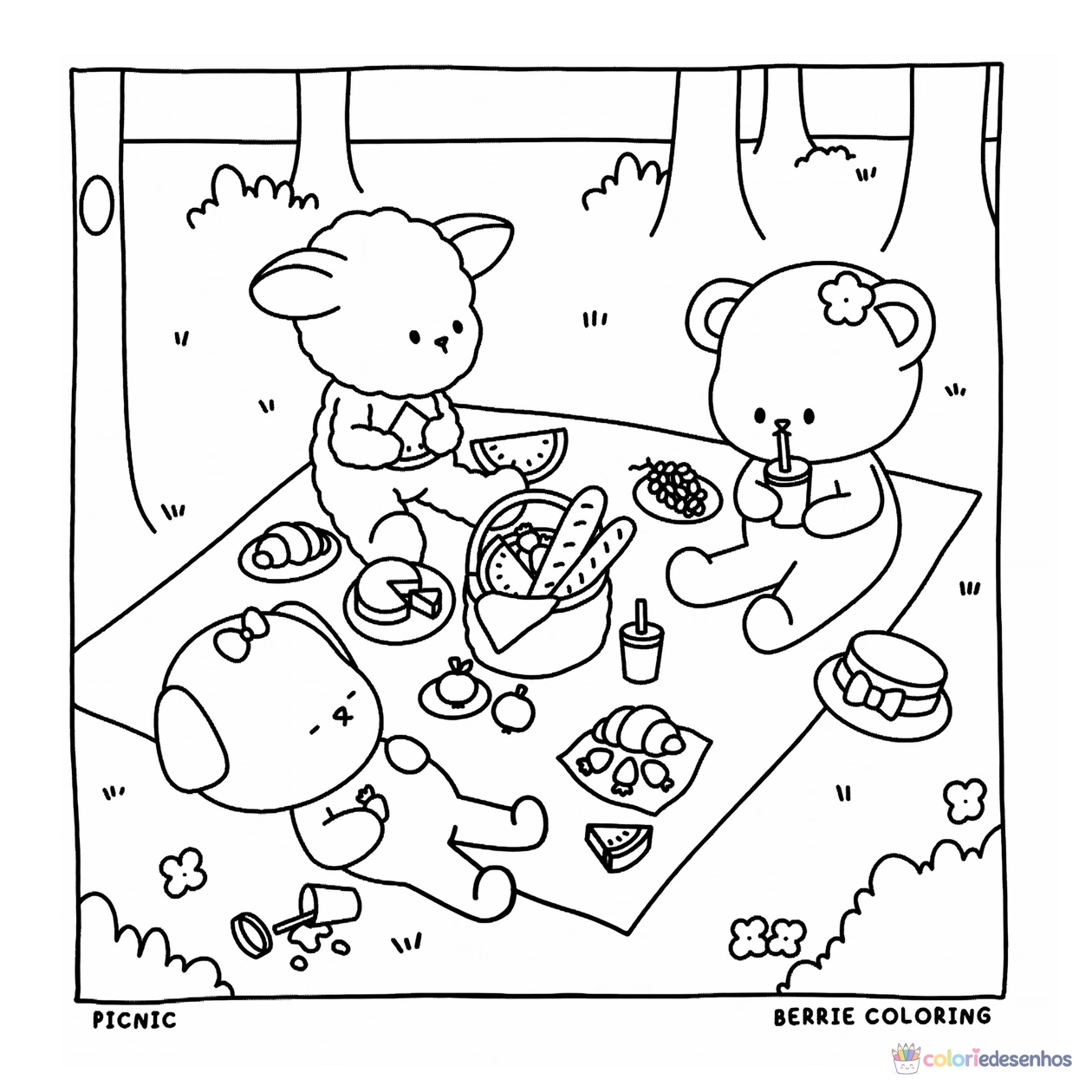 Cozy Friends para imprimir e colorir para colorir
