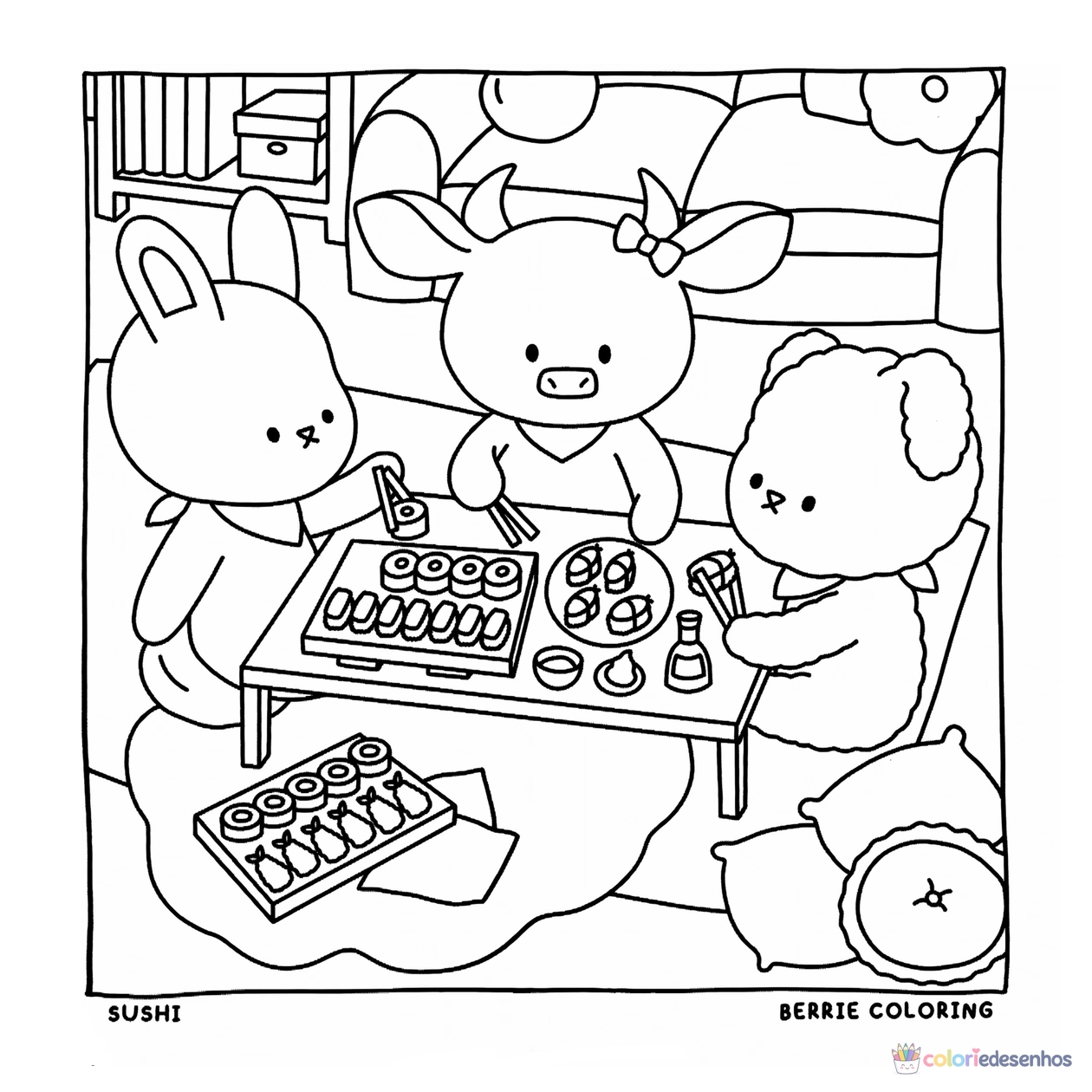 Cozy Friends para imprimir e colorir para colorir