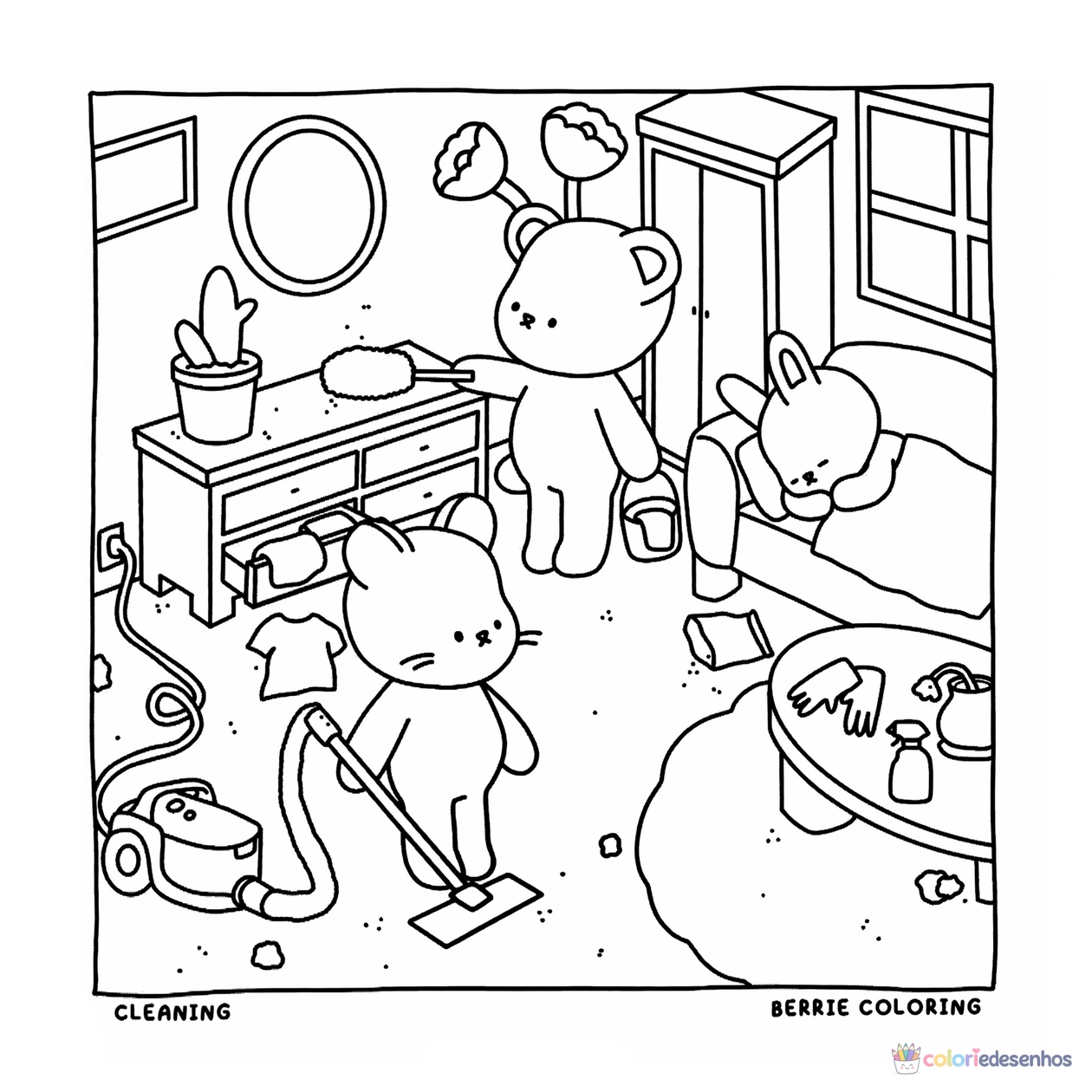 Cozy Friends para imprimir e colorir para colorir