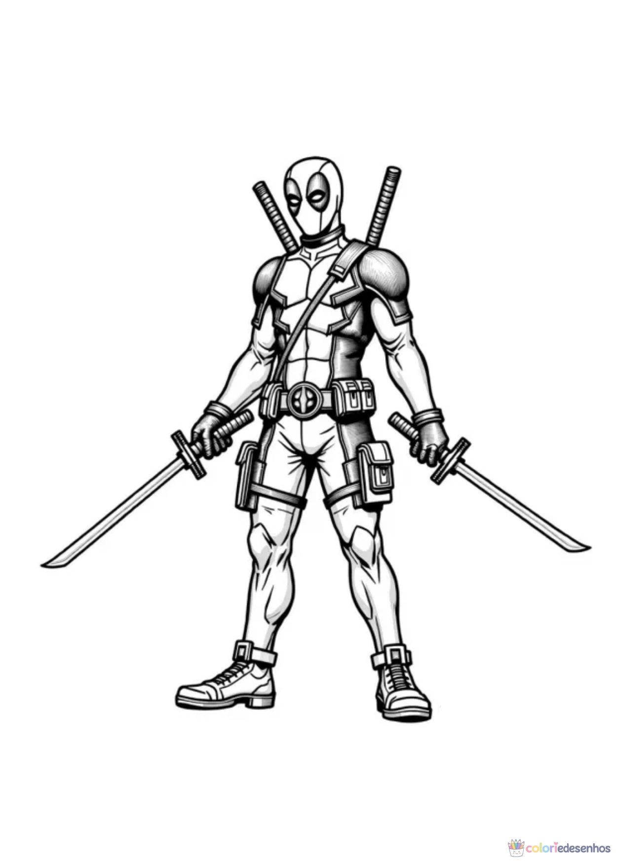 Deadpool para imprimir e colorir para colorir
