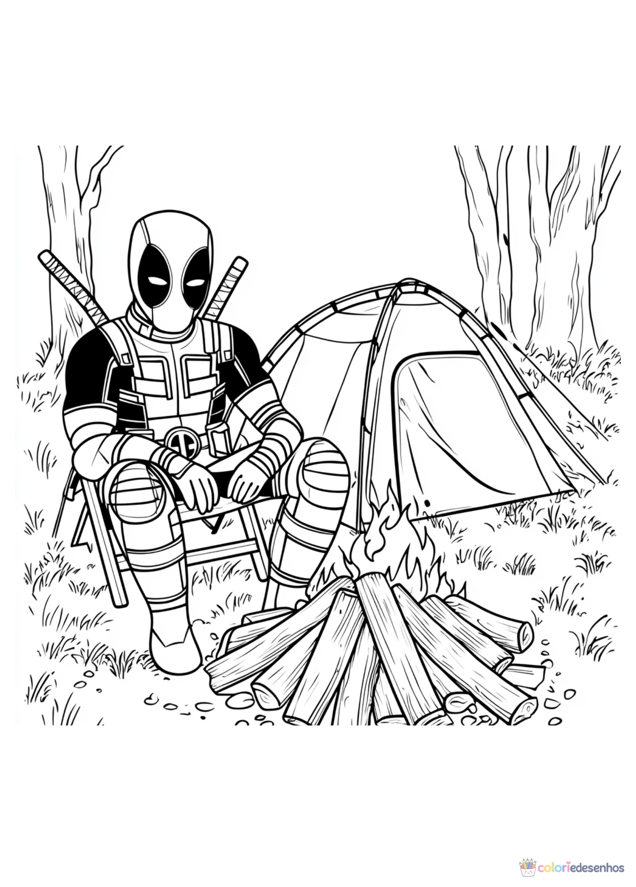 Deadpool para imprimir e colorir para colorir