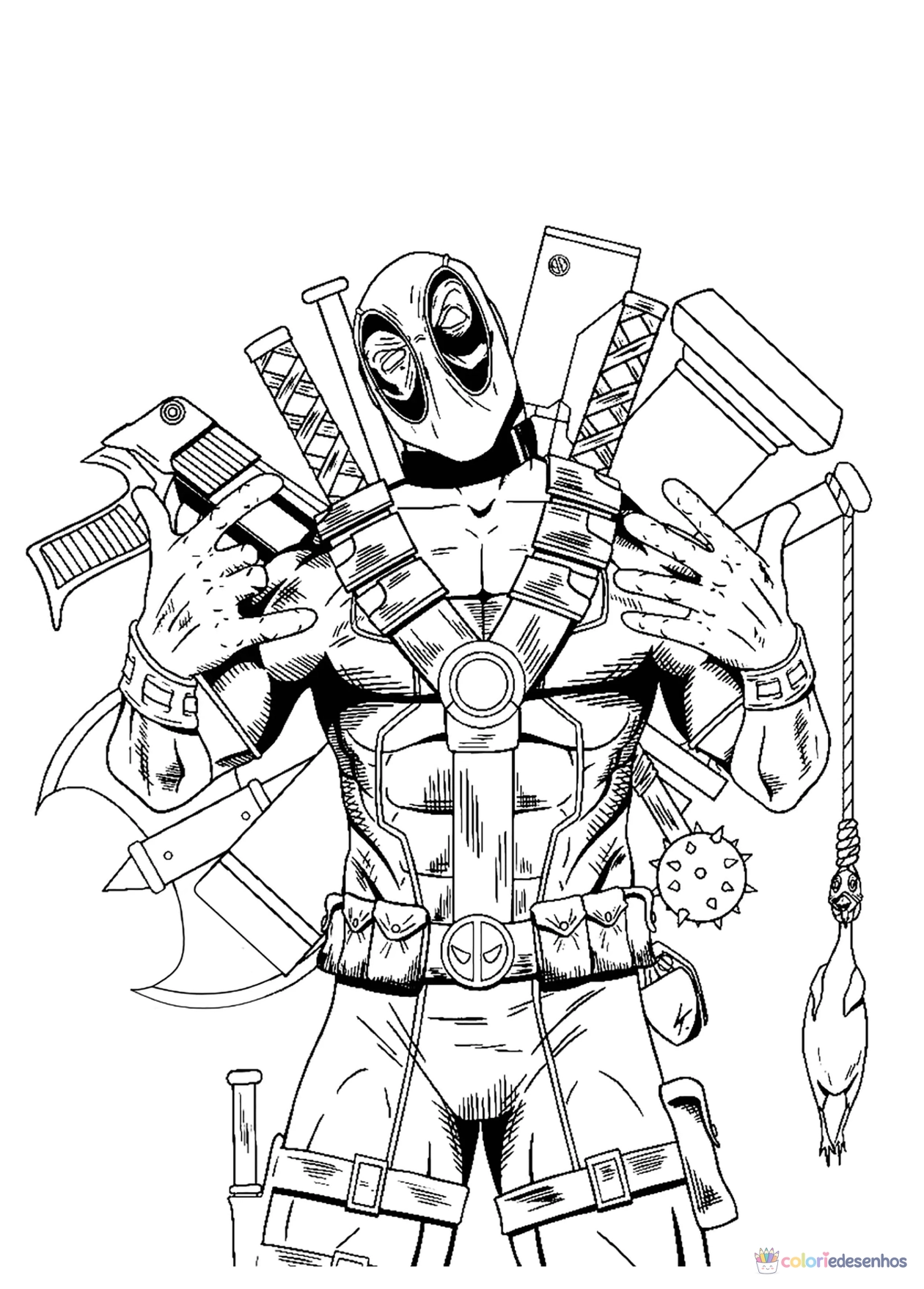 Deadpool para imprimir e colorir para colorir