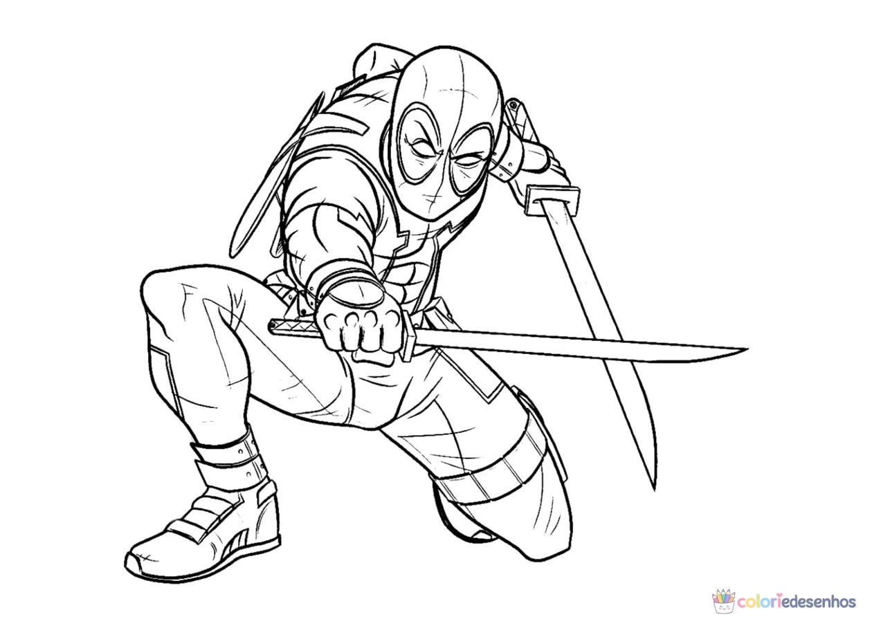 Deadpool para imprimir e colorir para colorir