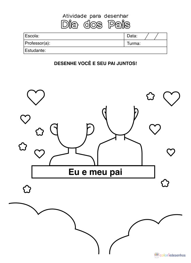 Atividade de alfabetização de Dia dos Pais para colorir