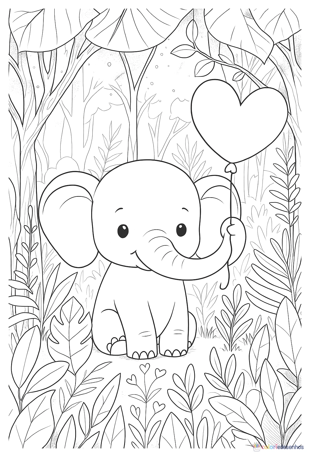 Elefante para imprimir e colorir para colorir