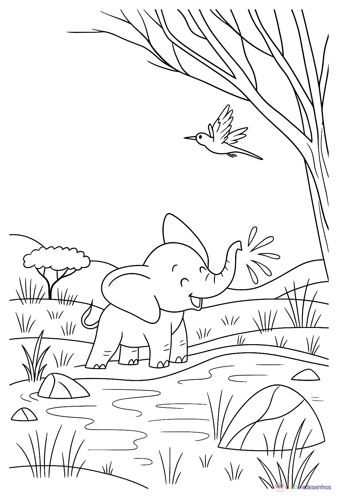 Elefante para imprimir e colorir para colorir