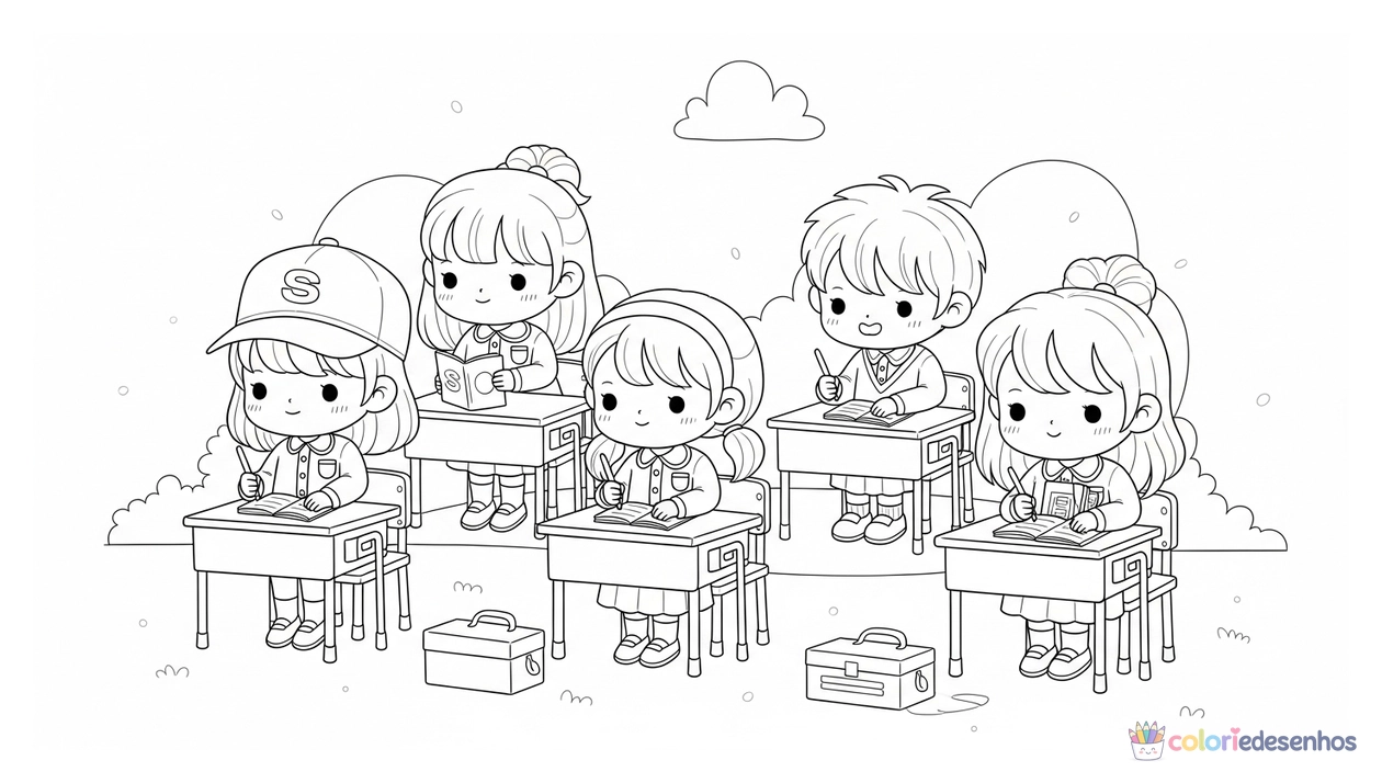 Escola para imprimir e colorir para colorir