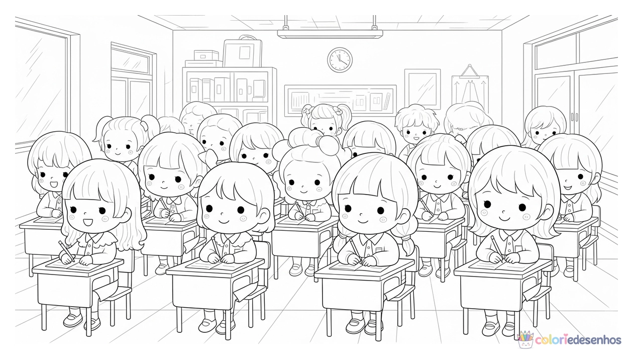 Escola para imprimir e colorir para colorir