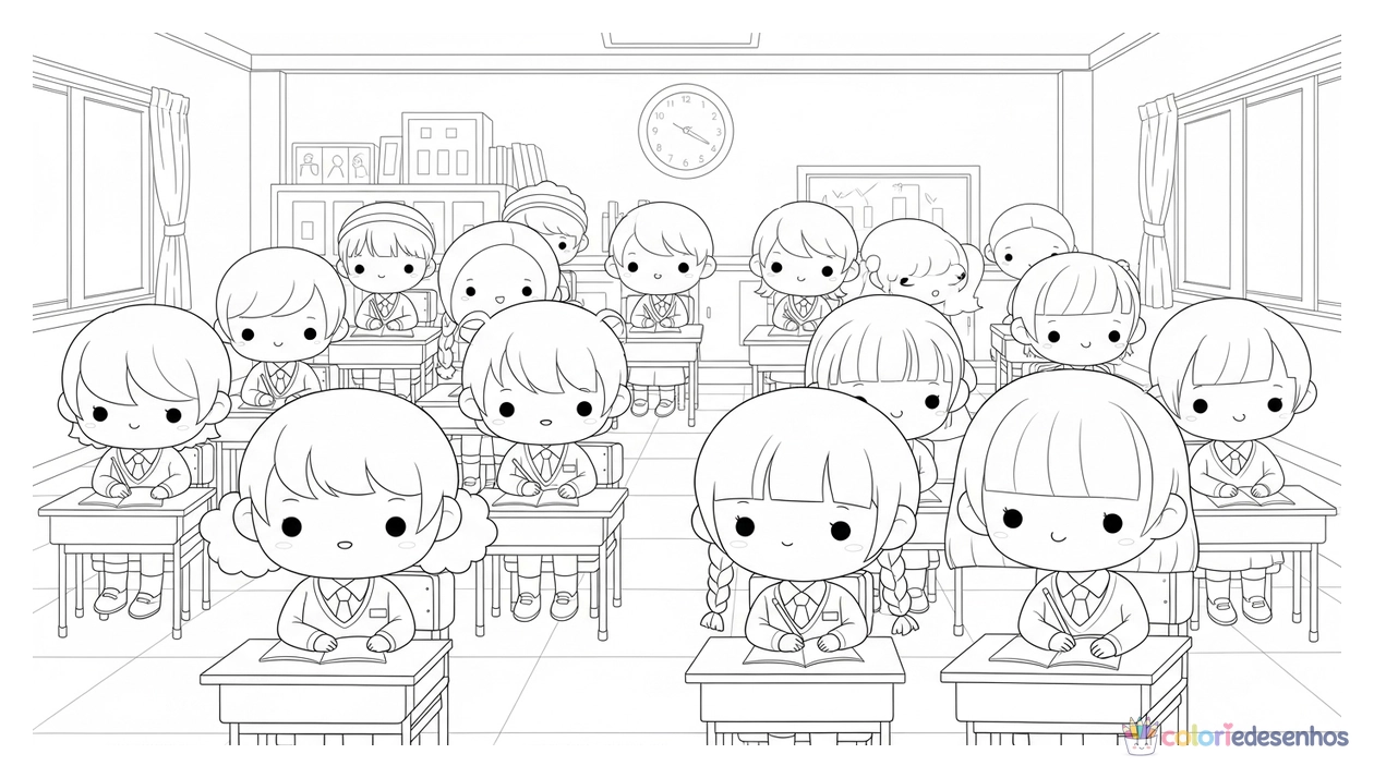 Escola para imprimir e colorir para colorir