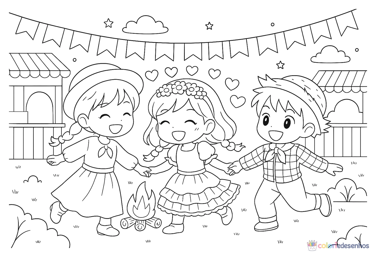 Desenhos de Festa Junina para colorir