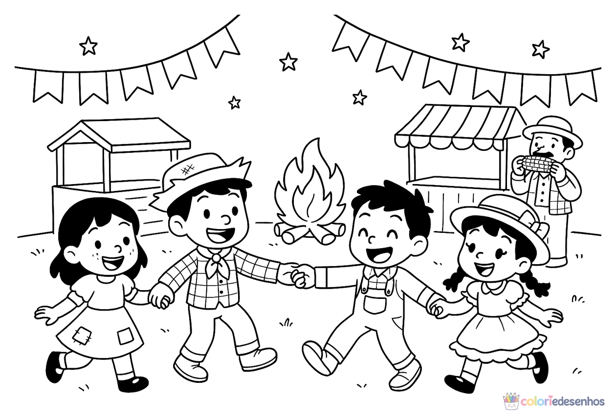 Festa junina para colorir