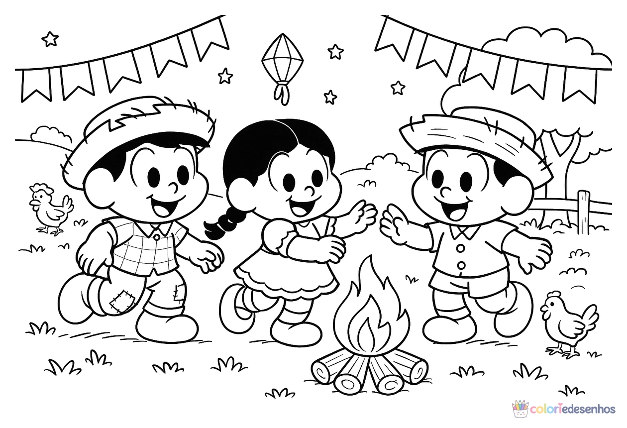 Festa junina para colorir