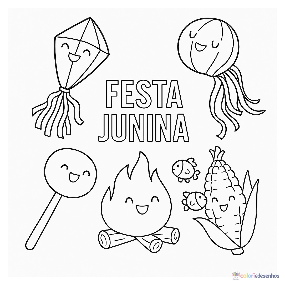 Festa junina para colorir