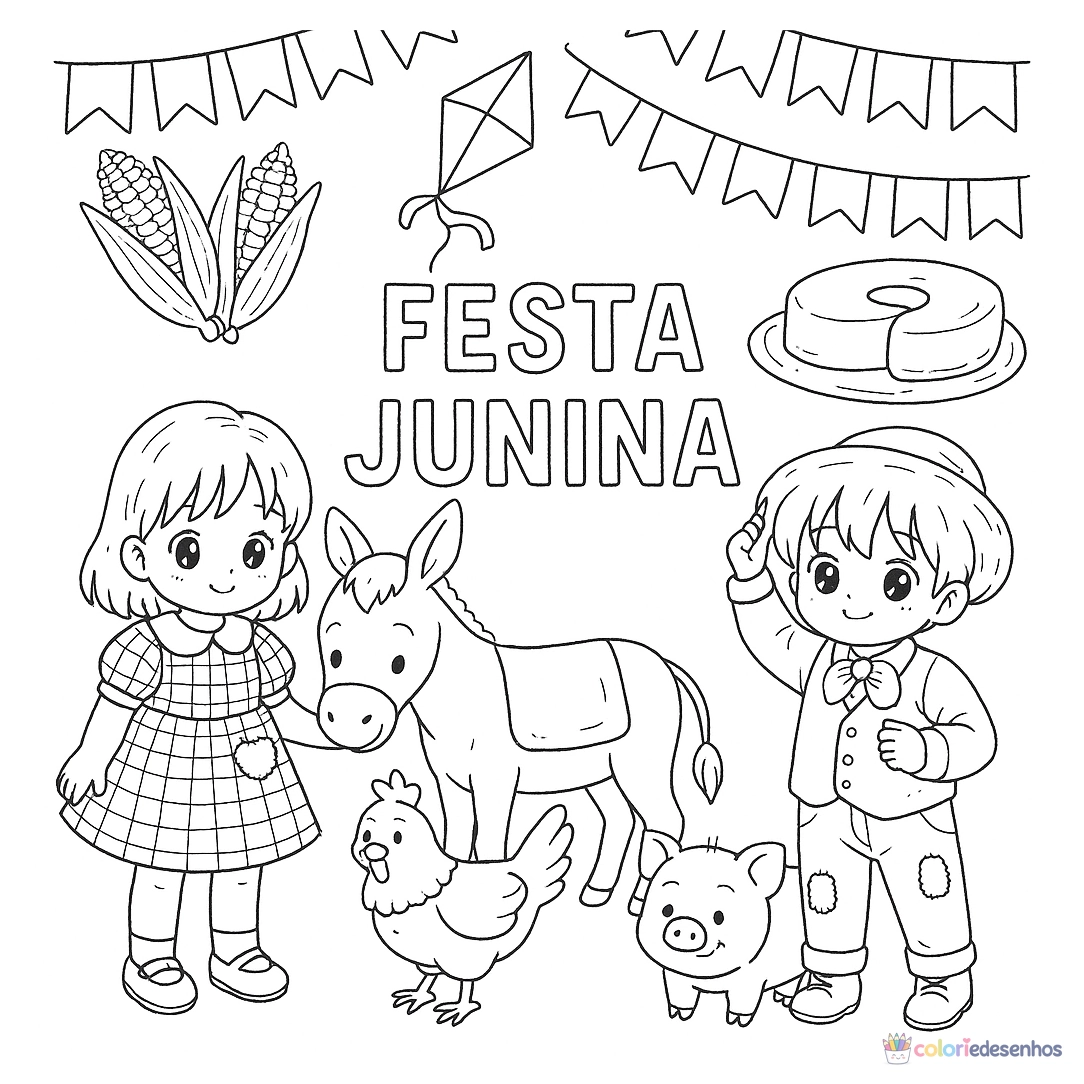 Festa Junina para colorir