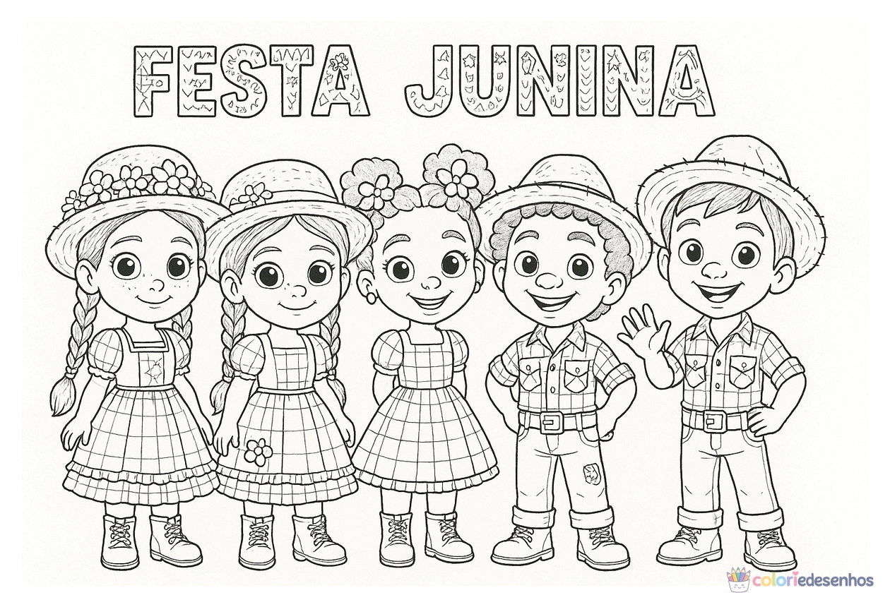 Festa junina para colorir