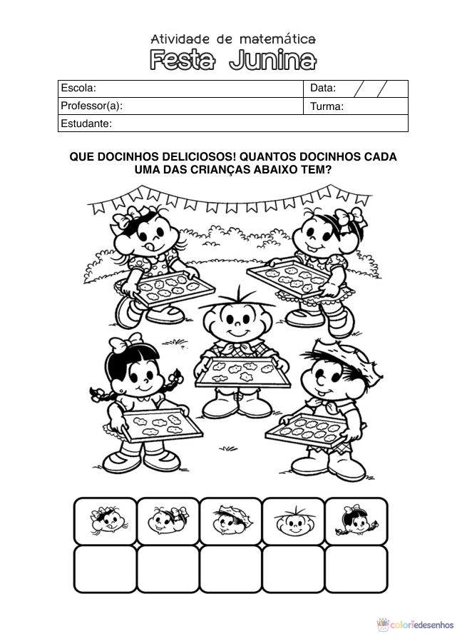 Atividade de alfabetização sobre Festa Junina para colorir