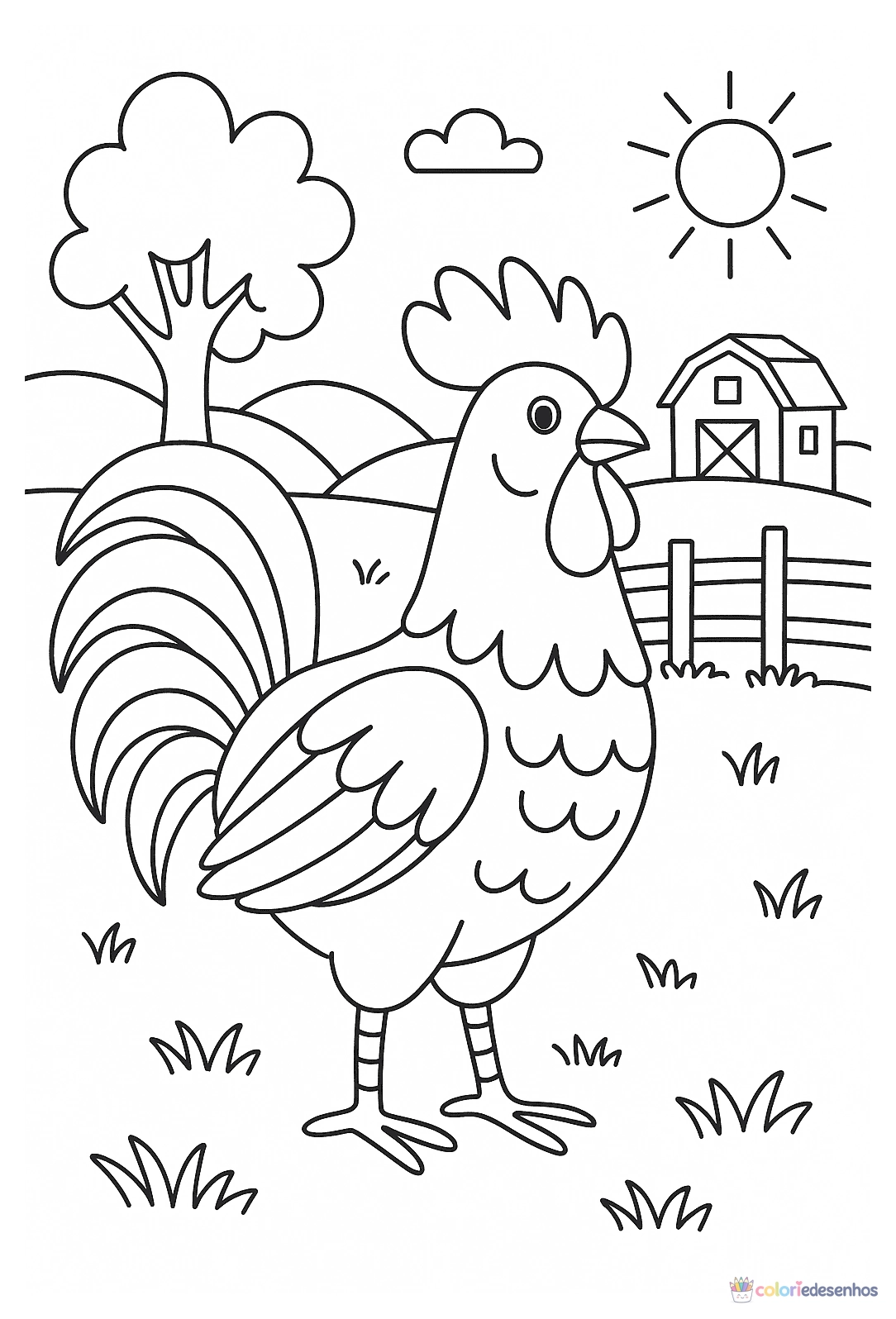 Galo para colorir