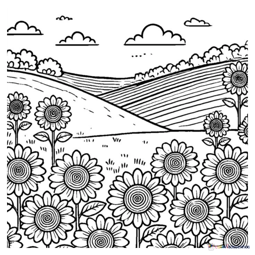 Girassol para imprimir e colorir para colorir