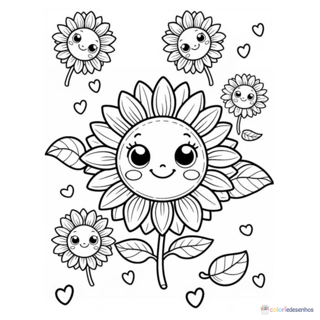 Girassol para imprimir e colorir para colorir