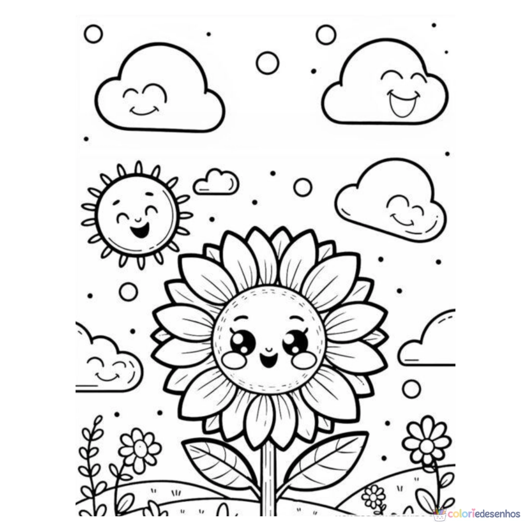 Girassol para imprimir e colorir para colorir