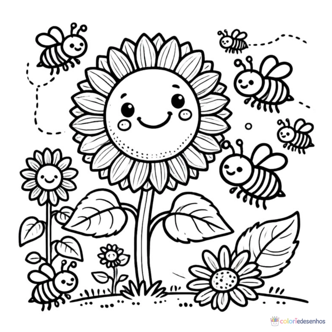 Girassol para imprimir e colorir para colorir