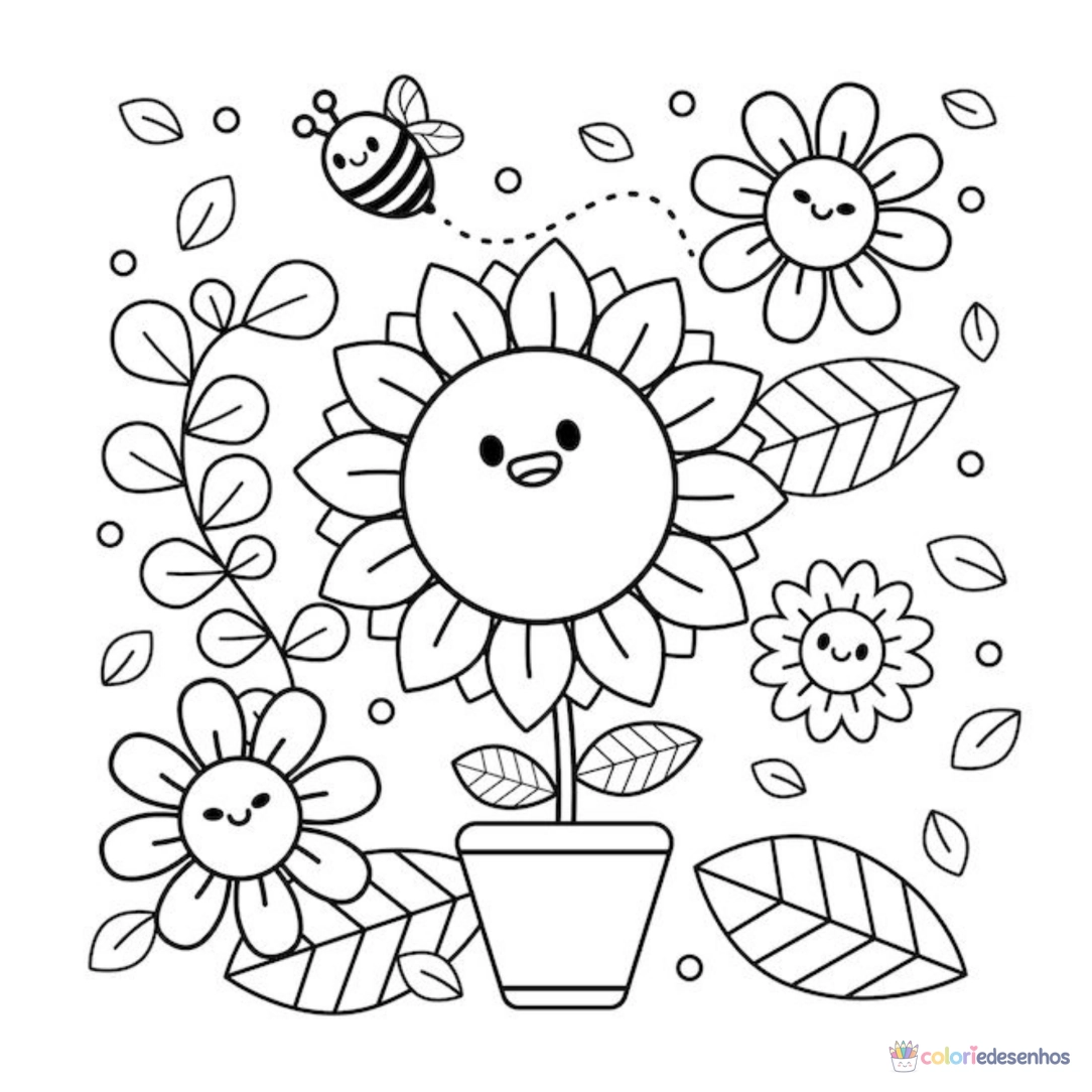 Girassol para imprimir e colorir para colorir