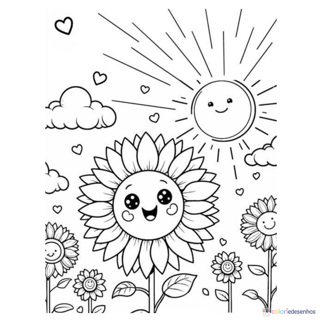 Girassol para imprimir e colorir para colorir