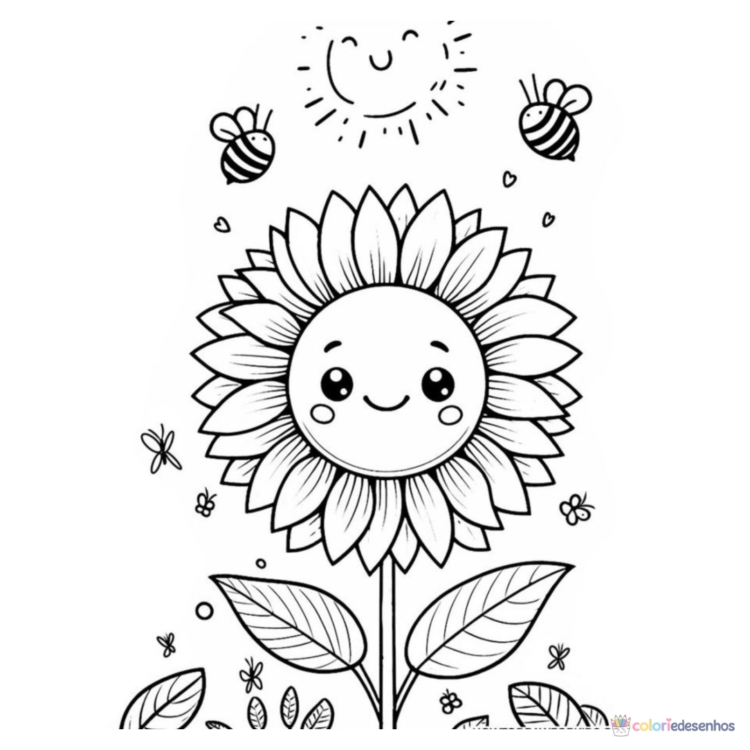 Girassol para imprimir e colorir para colorir