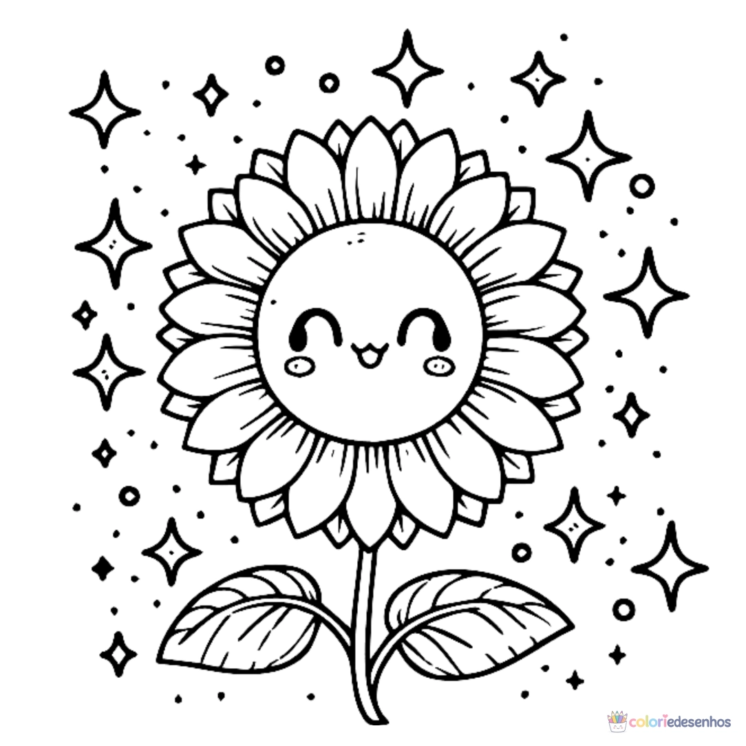 Girassol para imprimir e colorir para colorir