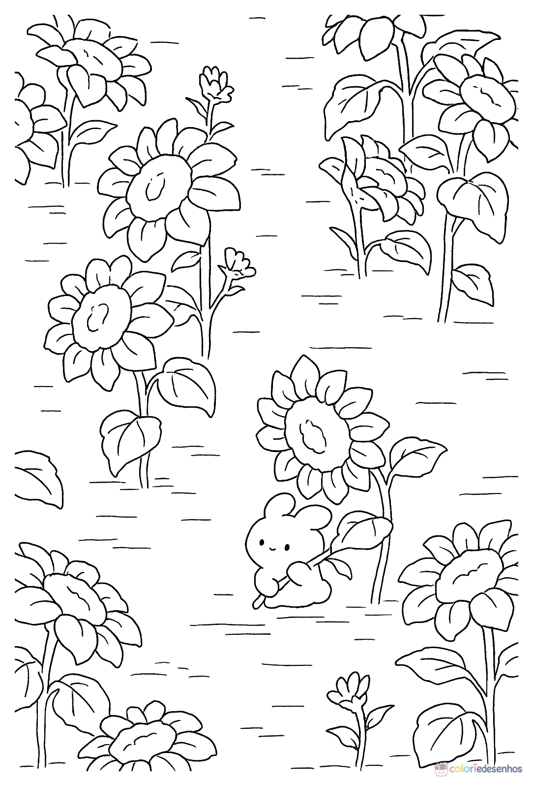 Girassol para imprimir e colorir para colorir