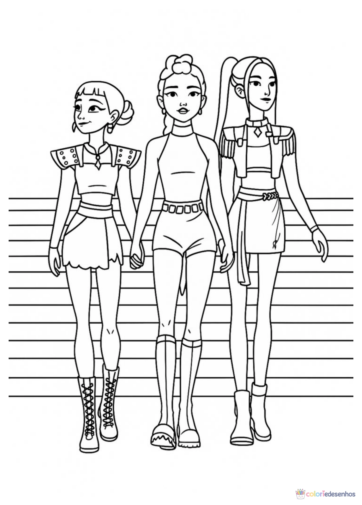 Guerreiras do K-Pop para imprimir e colorir para colorir