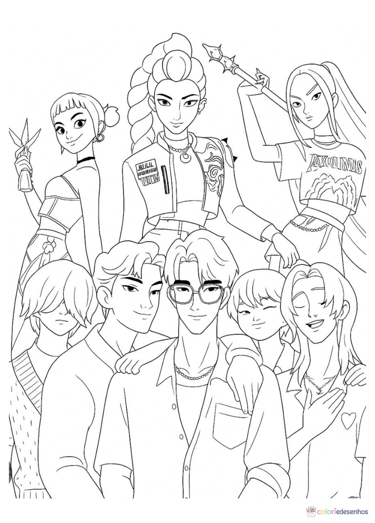 Guerreiras do KPop para imprimir e colorir para colorir