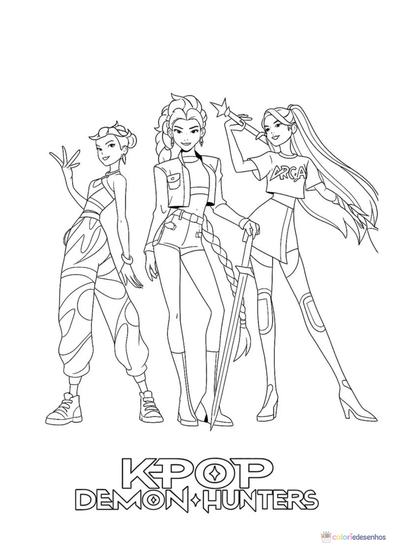 Guerreiras do KPop para imprimir e colorir para colorir