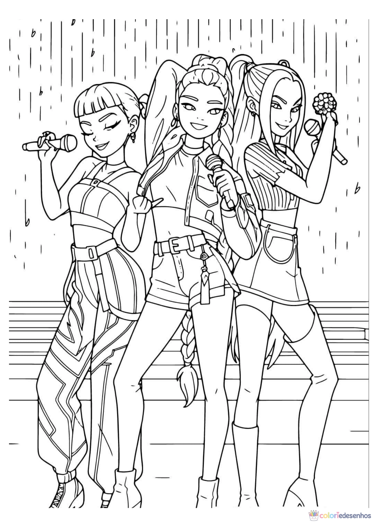 Guerreiras do KPop para imprimir e colorir para colorir