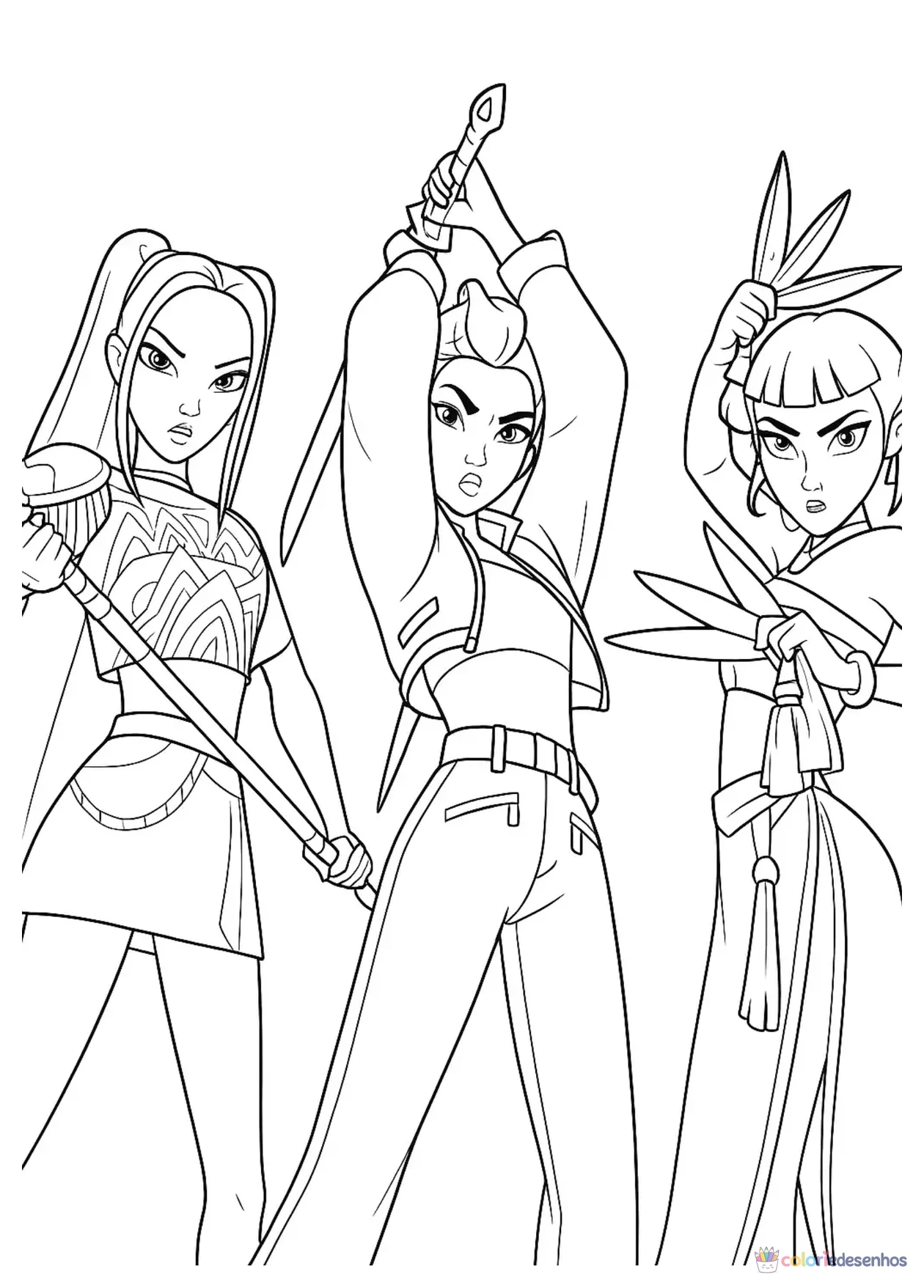 Guerreiras do KPop para imprimir e colorir para colorir