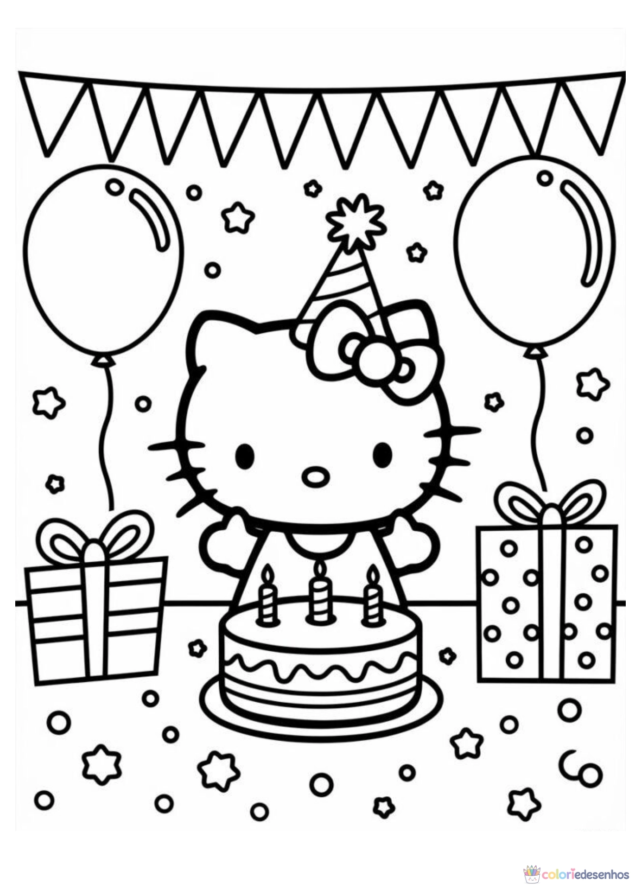 Hello Kitty para imprimir e colorir para colorir