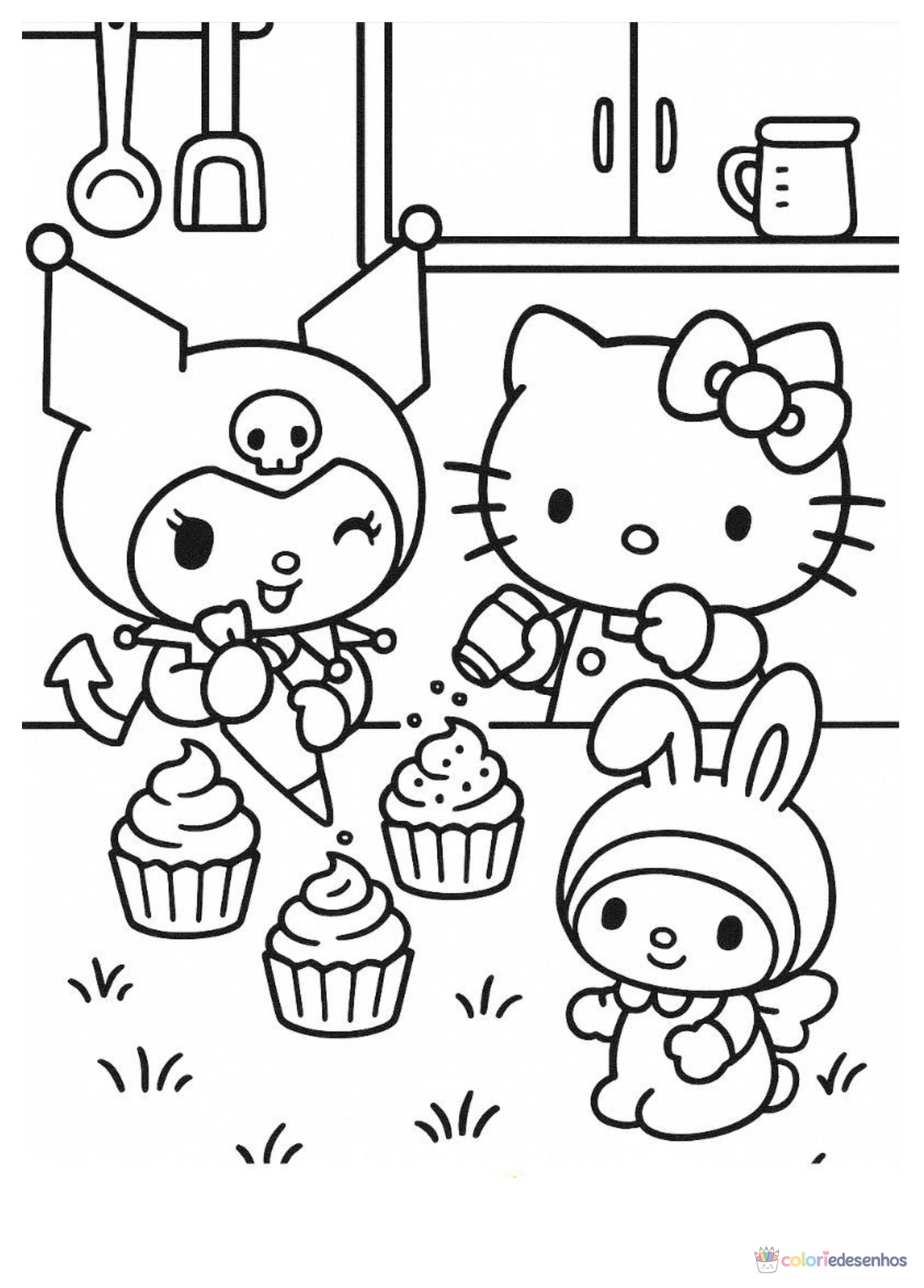 Hello Kitty para imprimir e colorir para colorir