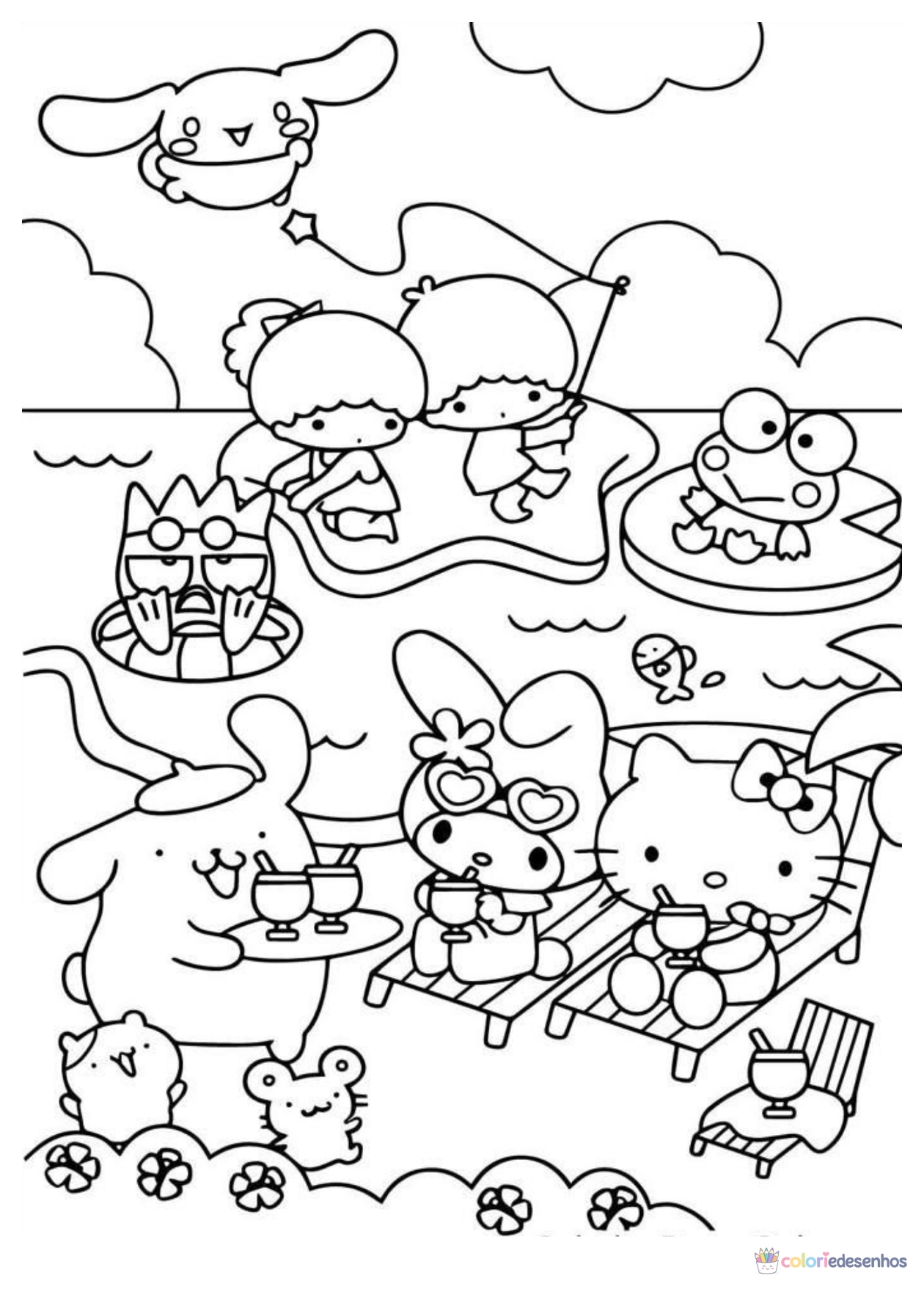 Keroppi para imprimir e colorir para colorir