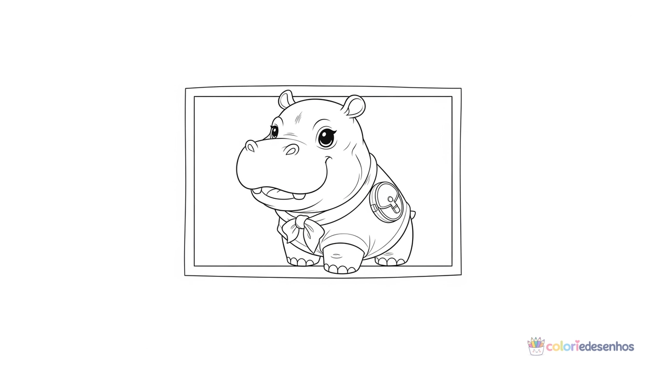 Hipopótamo para imprimir e colorir para colorir