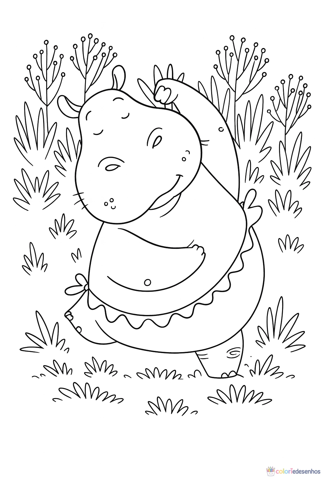 Hipopótamo para imprimir e colorir para colorir