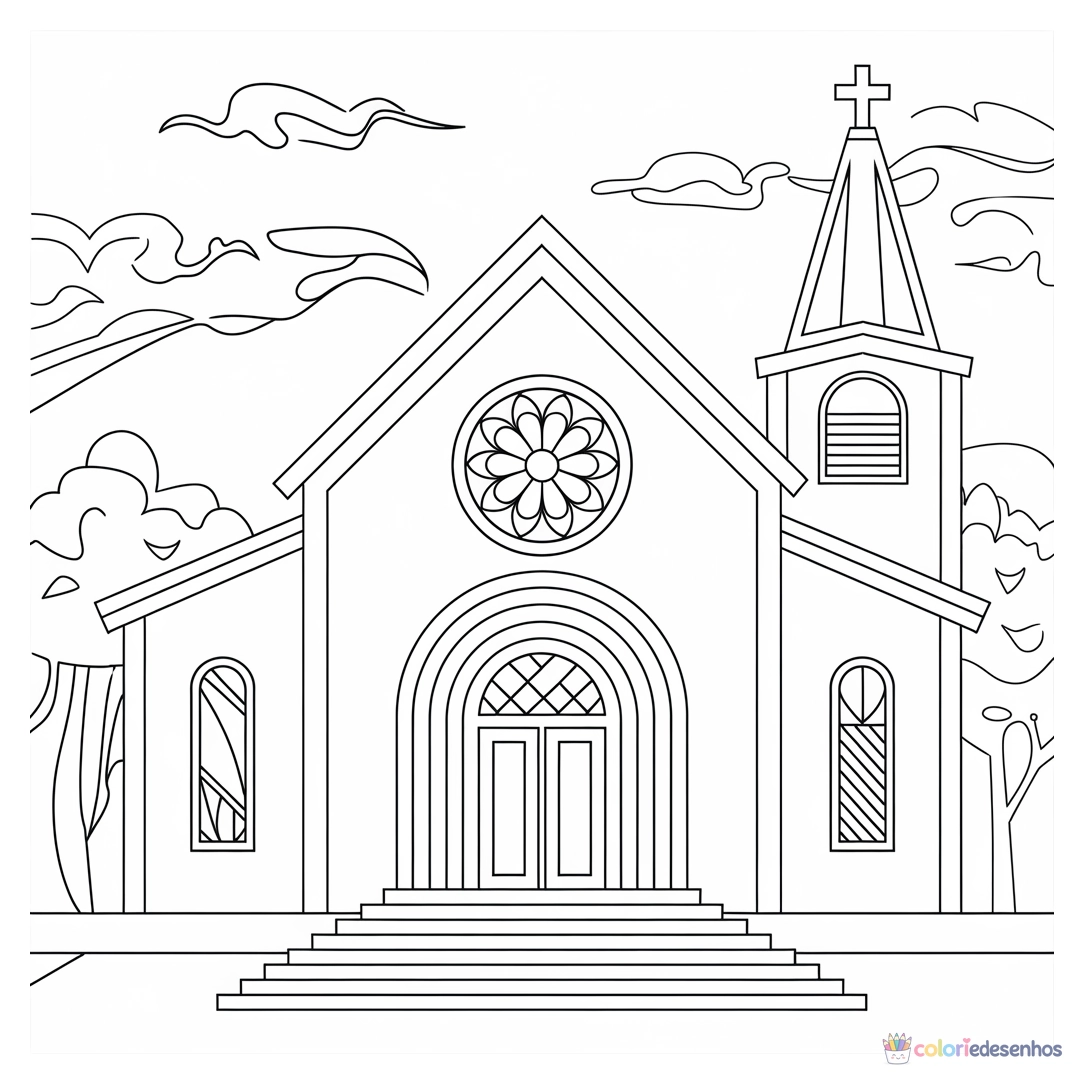 Igreja para colorir